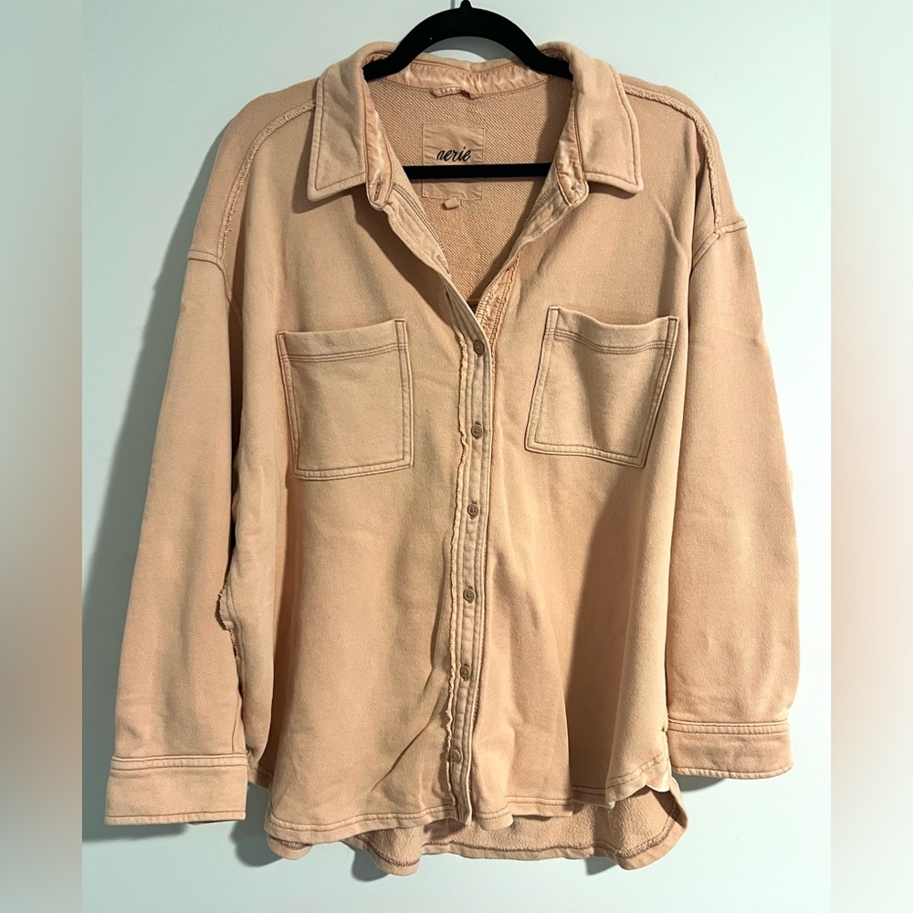 Aerie Tan Button-Up Shirt